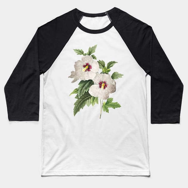 White Flowers painting, Hibiscus Baseball T-Shirt by T-SHIRT-2020